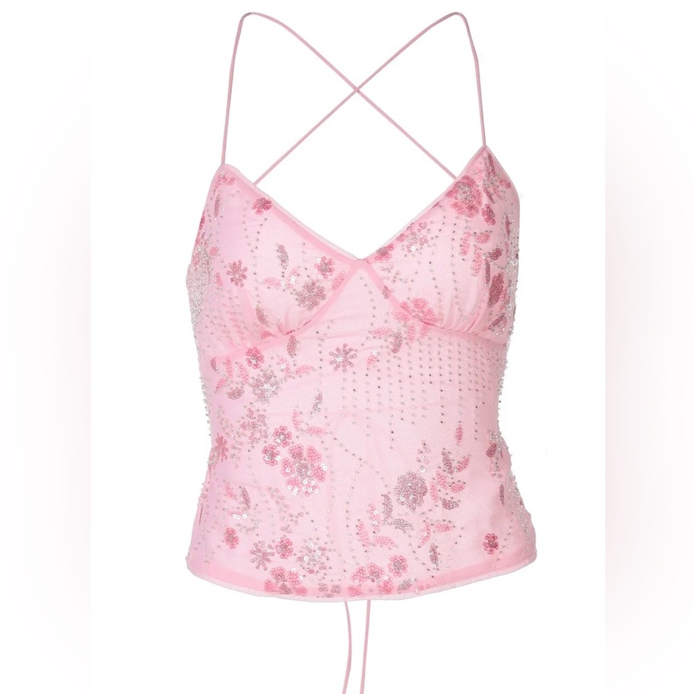 Pink Floral Embellished Camisole